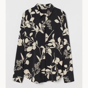BLACK/IVORY FLORAL SHIRT - NEW W/O TAGS